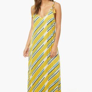 Mustard/Teal Satin Geo Stripe Dress